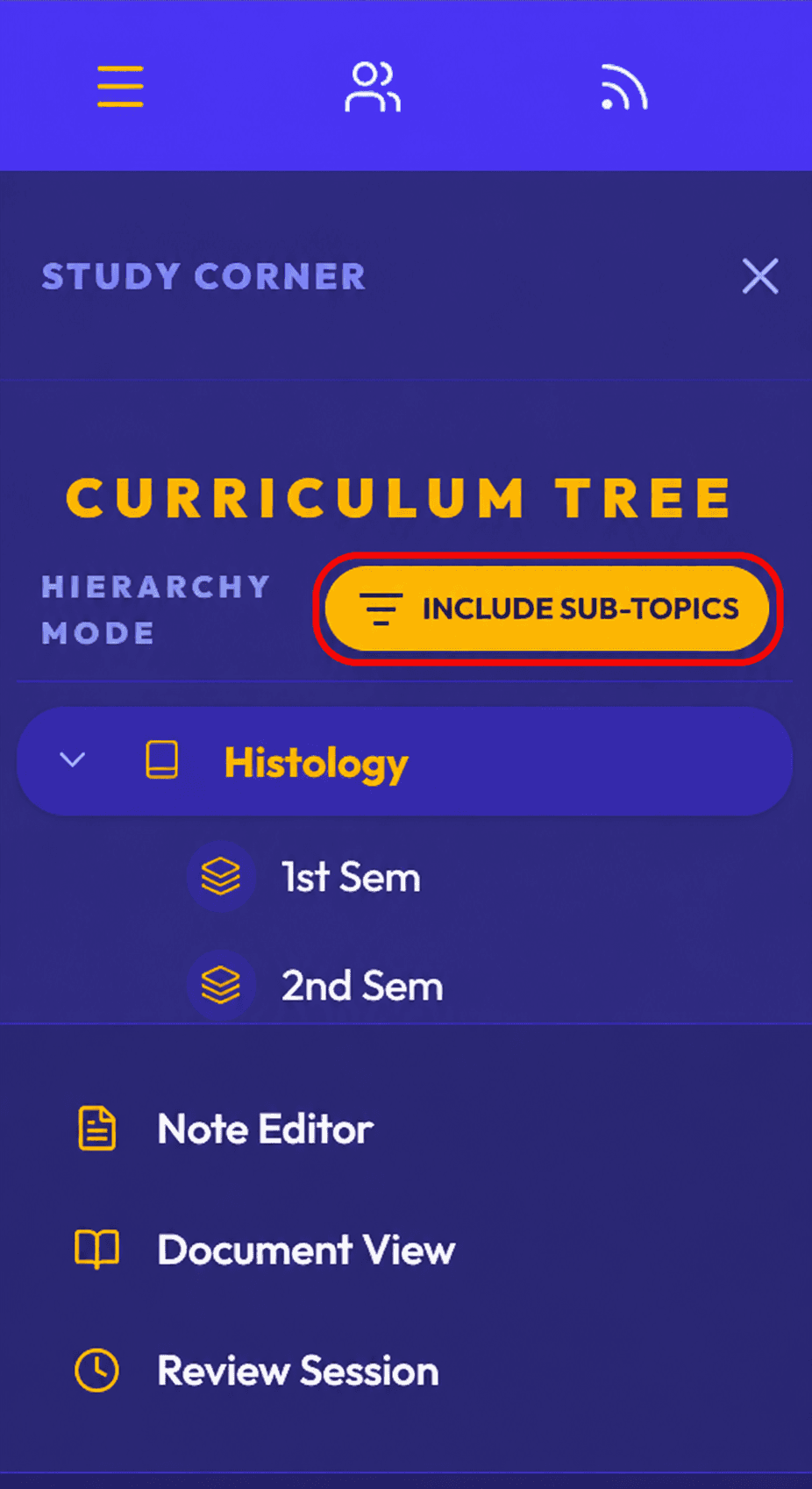 Subtopic Toggle